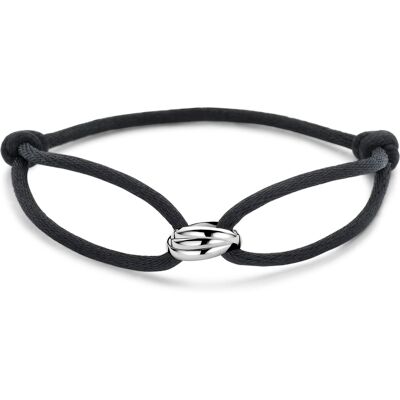 Quickjewels Huiscollectie Zilver zilver gerhodineerd met rubber/nylon/leer armband satijn zwart 13 - 26 cm 1801013 Quickjewels Huiscollectie Zilver zilver gerhodineerd met rubber/nylon/leer armband satijn zwart 13 - 26 cm 1801013