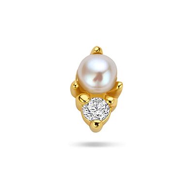 Quickjewels Huiscollectie Zilver zilver verguld (geel) flat back piercing parel en zirkonia 6,5 mm 1 micron 2104186 Quickjewels Huiscollectie Zilver zilver verguld (geel) flat back piercing parel en zirkonia 6,5 mm 1 micron 2104186