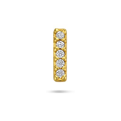 Quickjewels Huiscollectie Zilver zilver verguld (geel) flat back piercing balk zirkonia 6,3 mm 1 micron 2104191 Quickjewels Huiscollectie Zilver zilver verguld (geel) flat back piercing balk zirkonia 6,3 mm 1 micron 2104191