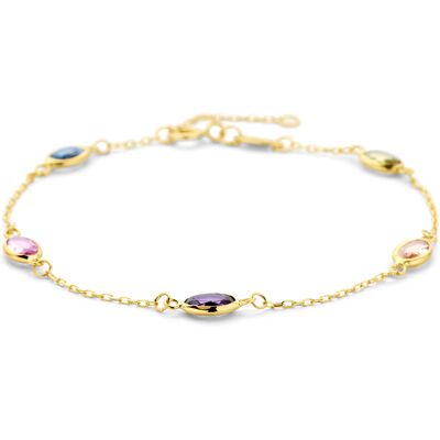 Quickjewels Huiscollectie Goud 14K geelgoud armband synthetische stenen 16,5 - 17,5 - 18,5 cm 4035394 Quickjewels Huiscollectie Goud 14K geelgoud armband synthetische stenen 16,5 - 17,5 - 18,5 cm 4035394