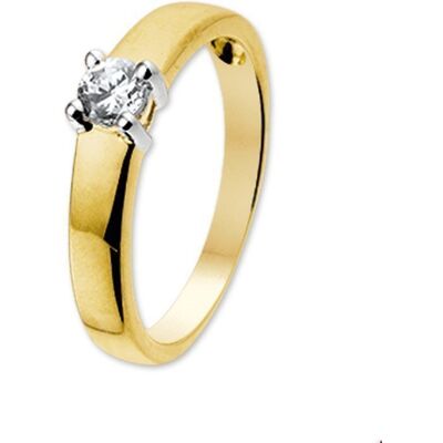 Quickjewels Huiscollectie Goud ring zirkonia 14K bicolor goud geel/wit 4205719 Quickjewels Huiscollectie Goud ring zirkonia 14K bicolor goud geel/wit 4205719