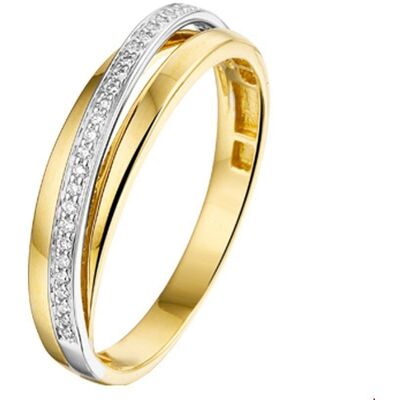 Quickjewels Huiscollectie Goud ring diamant 0.08ct h si 14K bicolor goud geel/wit 4207558 Quickjewels Huiscollectie Goud ring diamant 0.08ct h si 14K bicolor goud geel/wit 4207558