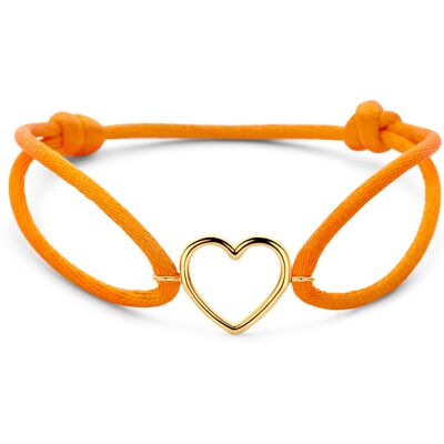 Quickjewels Huiscollectie Goud 14K goud met rubber/nylon/leer armband oranje satijn hartje 13 - 26 cm 4700369 Quickjewels Huiscollectie Goud 14K goud met rubber/nylon/leer armband oranje satijn hartje 13 - 26 cm 4700369