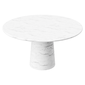 Aime Té FLOW Ronde Eettafel - Carrara Wit Marmer (Marmeren Cilinder) - 130 x 130 x 76  - Mat Recht