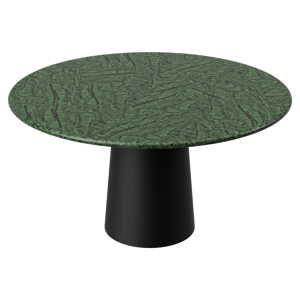 Aime Té FLOW Ronde Eettafel - India Green Marmer (Zwarte Cilinder) - 140 x 140 x 75  - Glanzend Rond