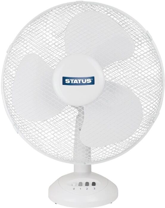 Status 30cm oscillerende ventilator wit, 43(h) x 33(b) x 2,3(d)cm