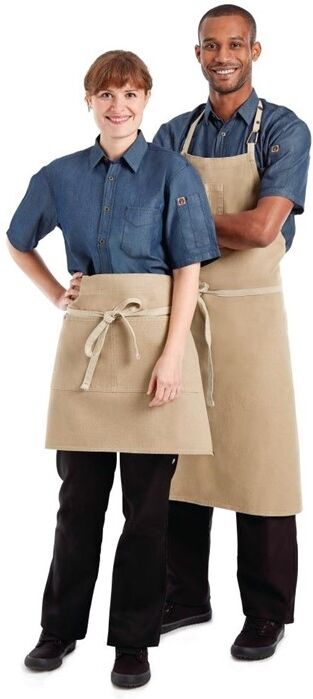 Chef Works Austin Denim kort schort naturel