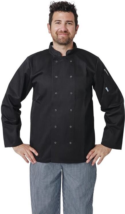 Whites Chefs Clothing Whites Vegas unisex koksbuis lange mouw zwart S, Borstomvang: 92-97cm