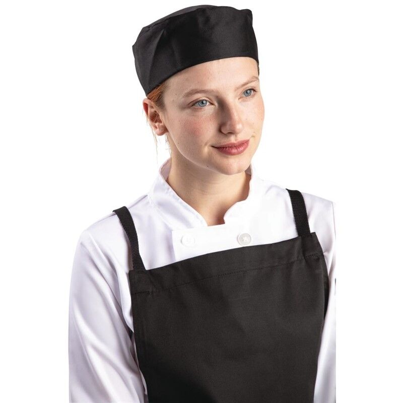 Whites Chefs Clothing Whites unisex polykatoen skullcap zwart S, 56cm