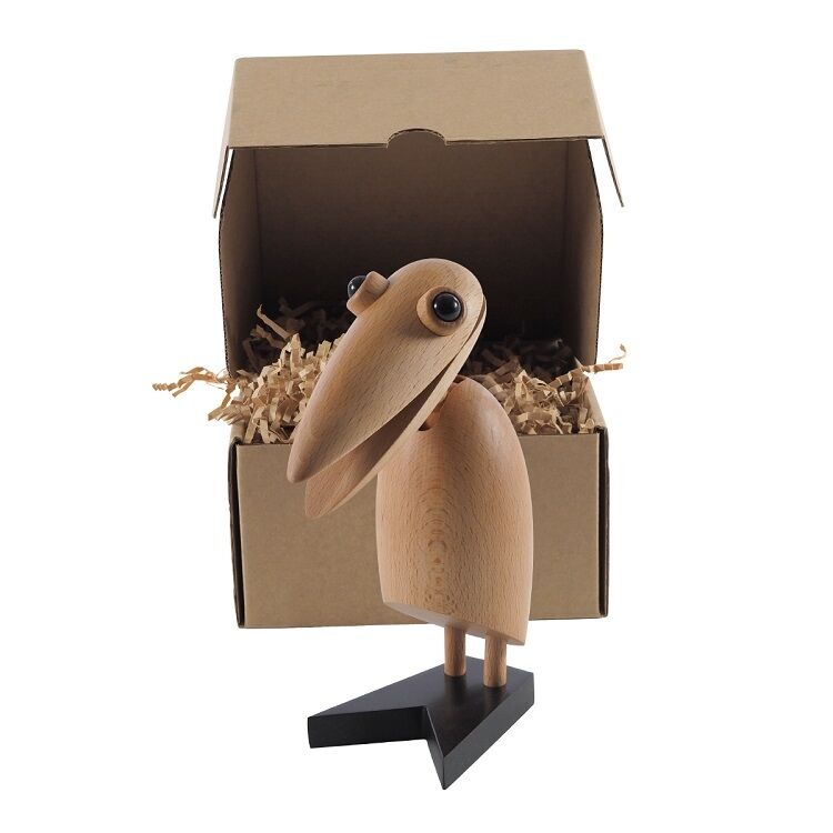 domini houten pop Klemvogel naturel - B17 x D6 x H10cm - Beuken