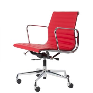 Domini bureaustoel EA117 Leder rood - 52x43 rugleuning:83-94cm zitting:44-55cm armbreedte:58cm - Aluminium met Top-grain leer
