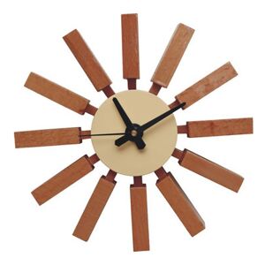 Wandklok Nelson Replica   Block Clock   Bruin - Ø30,5 X D7,5 Cm - Hout