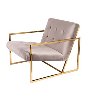 domini lounge stoel Vintage Velvet Lounge lichtgrijs - 70 X 85 X 72cm - velour met messingkleur metalen onderstel