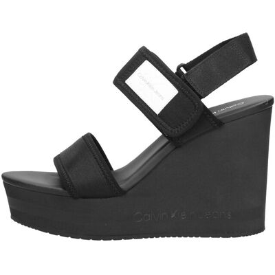 Calvin Klein - Wedge Sandal Badge Zwart 39 female Calvin Klein - Wedge Sandal Badge Zwart 39 female