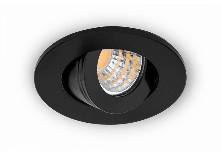 Groenovatie Inbouwspot LED 3W, Rond, Kantelbaar, Aluminium, Dimbaar, Zwart