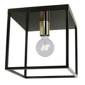 Groenovatie Metalen Plafondlamp Zwart Messing, E27 Fitting, 25x25 cm