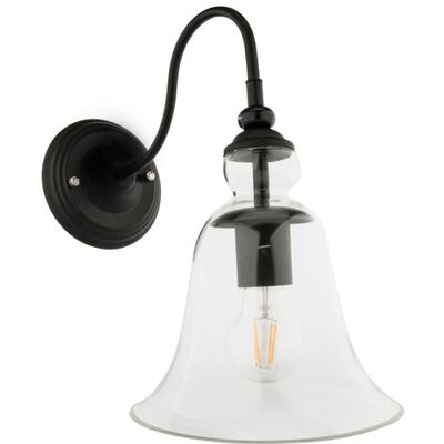 Groenovatie Vintage Wandlamp Zwart Met Glazen Lampenkap Groenovatie Vintage Wandlamp Zwart Met Glazen Lampenkap
