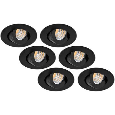 Groenovatie Inbouwspot LED 3W, Rond, Kantelbaar, Aluminium, Dimbaar, Zwart, 6-Pack Groenovatie Inbouwspot LED 3W, Rond, Kantelbaar, Aluminium, Dimbaar, Zwart, 6-Pack