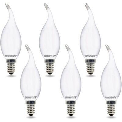 Groenovatie E14 LED Filament Kaarslamp Tip 2W Warm Wit Dimbaar Mat 6-Pack Groenovatie E14 LED Filament Kaarslamp Tip 2W Warm Wit Dimbaar Mat 6-Pack