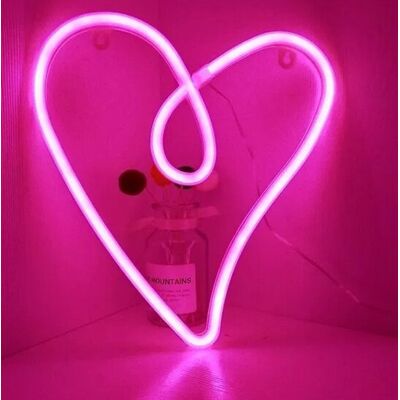 Groenovatie LED Neon Wandlamp "Hartje", Op Batterijen en USB, 28x20x2cm, Roze Groenovatie LED Neon Wandlamp "Hartje", Op Batterijen en USB, 28x20x2cm, Roze