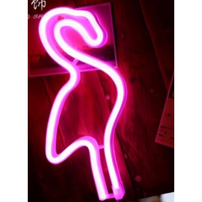 Groenovatie LED Neon Wandlamp "Flamingo", Op Batterijen en USB, 29x14x2cm, Roze Groenovatie LED Neon Wandlamp "Flamingo", Op Batterijen en USB, 29x14x2cm, Roze