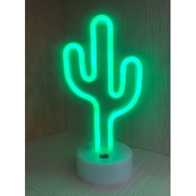 Groenovatie LED Neon Tafellamp "Cactus", Op Batterijen en USB, 13x10x27cm, Groen Groenovatie LED Neon Tafellamp "Cactus", Op Batterijen en USB, 13x10x27cm, Groen
