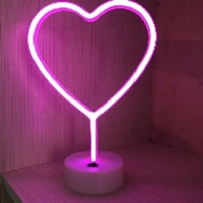 Groenovatie LED Neon Tafellamp "Hart", Op Batterijen en USB, 20x10x29cm, Roze Groenovatie LED Neon Tafellamp "Hart", Op Batterijen en USB, 20x10x29cm, Roze