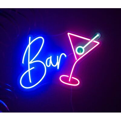 Groenovatie LED Neon Verlichting Bord "Bar", Incl. Adapter, 50x30cm, Blauw/Roze Groenovatie LED Neon Verlichting Bord "Bar", Incl. Adapter, 50x30cm, Blauw/Roze