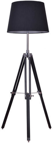 Groenovatie Rouen Industrieel Design Tripod Vloerlamp Chroom Met Zwarte Lampenkap