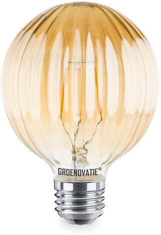 Groenovatie E27 LED Filament Geribbeld Goud Globelamp 4W Extra Warm Wit Dimbaar