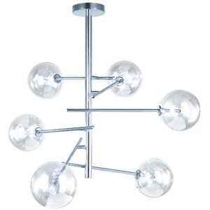 Groenovatie Glazen Design Hanglamp, Chroom, 6 Glazen Bollen, G4 Fitting, 75x80cm Groenovatie Glazen Design Hanglamp, Chroom, 6 Glazen Bollen, G4 Fitting, 75x80cm