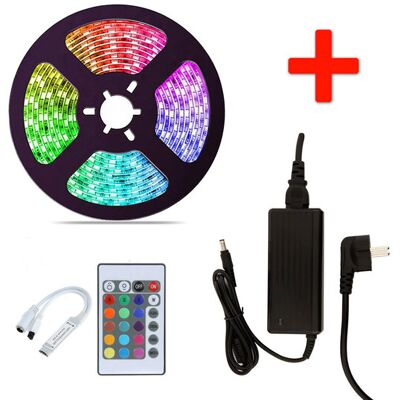 Groenovatie RGB LED Strip Set, 5 Meter, 14.4 Watt/meter, Met Adapter & Controller Groenovatie RGB LED Strip Set, 5 Meter, 14.4 Watt/meter, Met Adapter & Controller