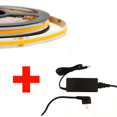 Groenovatie LED COB Strip Set, 5 Meter, 5 Watt/meter, Warm Wit, Met Adapter Groenovatie LED COB Strip Set, 5 Meter, 5 Watt/meter, Warm Wit, Met Adapter