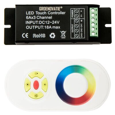 Groenovatie LED Strip RGB Controller Incl. RF Touch Afstandsbediening Groenovatie LED Strip RGB Controller Incl. RF Touch Afstandsbediening