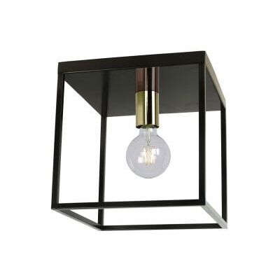 Groenovatie Metalen Plafondlamp Zwart Messing, E27 Fitting, 25x25 cm Groenovatie Metalen Plafondlamp Zwart Messing, E27 Fitting, 25x25 cm