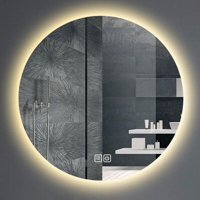 Groenovatie LED Badkamerspiegel 15W, Rond Ø60 cm, Waterdicht IP54, Touch Screen, Dimbaar, Warm Wit Groenovatie LED Badkamerspiegel 15W, Rond Ø60 cm, Waterdicht IP54, Touch Screen, Dimbaar, Warm Wit