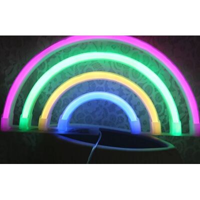 Groenovatie LED Neon Wandlamp "Regenboog", Op Batterijen en USB, 28x15x2cm, RGB Groenovatie LED Neon Wandlamp "Regenboog", Op Batterijen en USB, 28x15x2cm, RGB