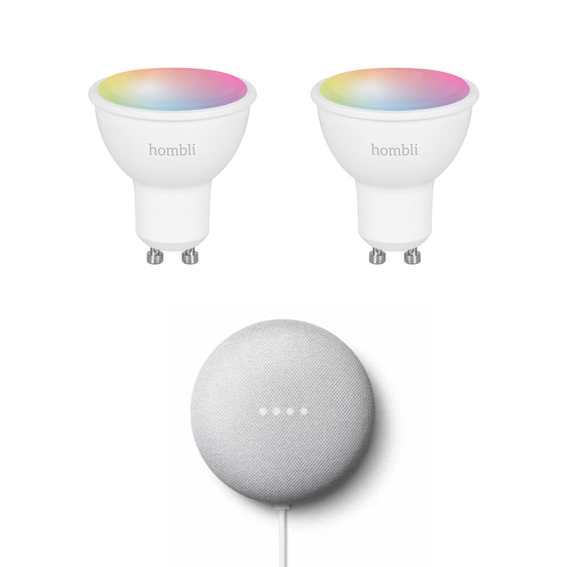 Google Nest Mini (Gen. 2) + Gratis Hombli Smart Spot GU10 Colour 2-pack