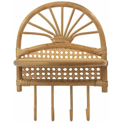 WOLLIES Amsterdam Bamboe Wandrek / Kapstok, 4 Haakjes, Naturel, Handgemaakt, 30x20x38 cm WOLLIES Amsterdam Bamboe Wandrek / Kapstok, 4 Haakjes, Naturel, Handgemaakt, 30x20x38 cm