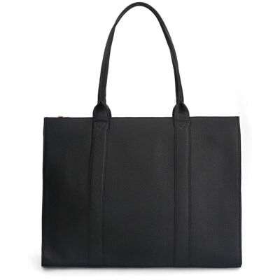 Manfield 18 Inch Zwarte Leren Shopper Met Ritssluiting - Maat Onesize zwart Manfield 18 Inch Zwarte Leren Shopper Met Ritssluiting - Maat Onesize zwart