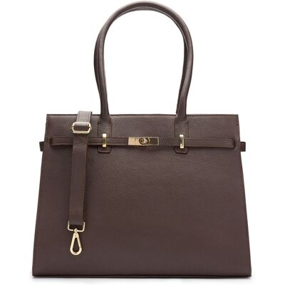 Manfield Donkerbruine Leren Shopper Met Ritssluiting - Maat Onesize bruin Manfield Donkerbruine Leren Shopper Met Ritssluiting - Maat Onesize bruin