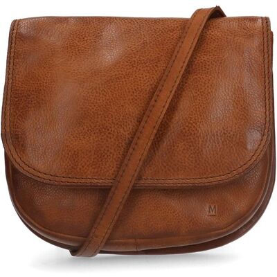 Manfield Cognac Leren Schoudertas Met Magnetische Sluiting - Maat Onesize cognac Manfield Cognac Leren Schoudertas Met Magnetische Sluiting - Maat Onesize cognac