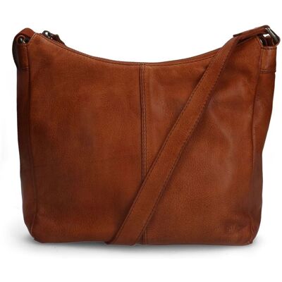 Manfield Cognac Leren Schoudertas Met Ritssluiting - Maat Onesize cognac Manfield Cognac Leren Schoudertas Met Ritssluiting - Maat Onesize cognac