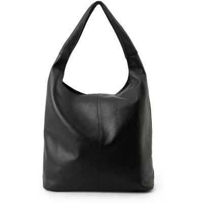 Manfield Zwarte Leren Shopper Met Ritssluiting - Maat Onesize zwart Manfield Zwarte Leren Shopper Met Ritssluiting - Maat Onesize zwart