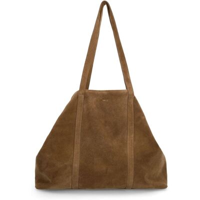 Manfield Taupe Suède Shopper Clip - Maat Onesize taupe Manfield Taupe Suède Shopper Clip - Maat Onesize taupe