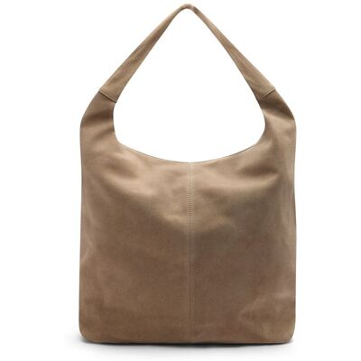 Manfield Beige Suède Shopper Met Ritssluiting - Maat Onesize beige Manfield Beige Suède Shopper Met Ritssluiting - Maat Onesize beige