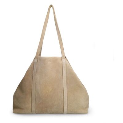 Manfield Beige Suède Shopper Clip - Maat Onesize beige Manfield Beige Suède Shopper Clip - Maat Onesize beige