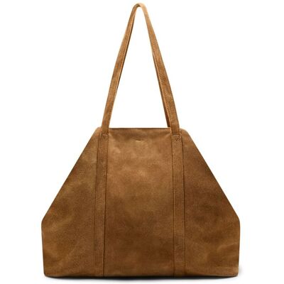Manfield Cognac Suède Shopper Clip - Maat Onesize cognac Manfield Cognac Suède Shopper Clip - Maat Onesize cognac