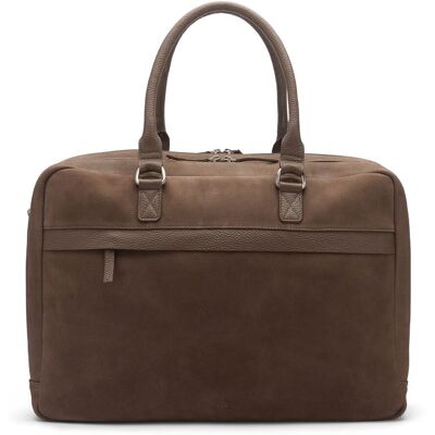 Manfield Taupe Nubuck Laptoptas Met Ritssluiting - Maat Onesize taupe Manfield Taupe Nubuck Laptoptas Met Ritssluiting - Maat Onesize taupe