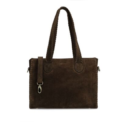 Manfield Bruine Suède Handtas Met Gevlochten Details Met Ritssluiting - Maat Onesize bruin Manfield Bruine Suède Handtas Met Gevlochten Details Met Ritssluiting - Maat Onesize bruin